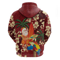 Crimson Red Tropical Christmas Hawaii Tapa Hoodie Aloha Santa Drink Party LT7 - Polynesian Pride