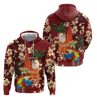 Crimson Red Tropical Christmas Hawaii Tapa Hoodie Aloha Santa Drink Party LT7 - Polynesian Pride