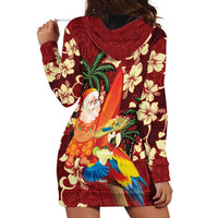 Crimson Red Tropical Christmas Hawaii Tapa Hoodie Dress Aloha Santa Drink Party LT7 - Polynesian Pride