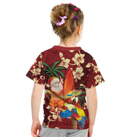 Crimson Red Tropical Christmas Hawaii Tapa Kid T Shirt Aloha Santa Drink Party LT7 - Polynesian Pride