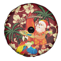 Crimson Red Tropical Christmas Hawaii Tapa Spare Tire Cover Aloha Santa Drink Party LT7 - Polynesian Pride