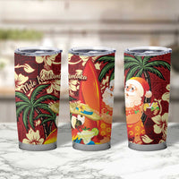 Crimson Red Tropical Christmas Hawaii Tapa Tumbler Cup Aloha Santa Drink Party LT7 - Polynesian Pride