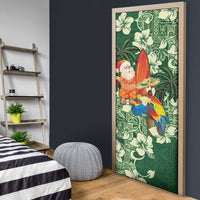 Moss Green Tropical Christmas Hawaii Tapa Door Cover Aloha Santa Drink Party LT7 - Polynesian Pride