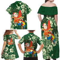 Moss Green Tropical Christmas Hawaii Tapa Family Matching Off Shoulder Maxi Dress and Hawaiian Shirt Aloha Santa Drink Party LT7 - Polynesian Pride