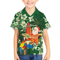 Moss Green Tropical Christmas Hawaii Tapa Hawaiian Shirt Aloha Santa Drink Party LT7 - Polynesian Pride