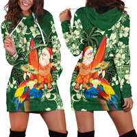 Moss Green Tropical Christmas Hawaii Tapa Hoodie Dress Aloha Santa Drink Party LT7 - Polynesian Pride