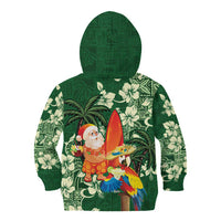 Moss Green Tropical Christmas Hawaii Tapa Kid Hoodie Aloha Santa Drink Party LT7 - Polynesian Pride