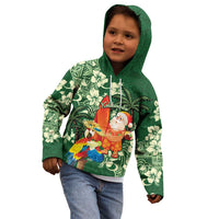 Moss Green Tropical Christmas Hawaii Tapa Kid Hoodie Aloha Santa Drink Party LT7 - Polynesian Pride