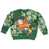 Moss Green Tropical Christmas Hawaii Tapa Kid Ugly Christmas Sweater Aloha Santa Drink Party LT7 - Polynesian Pride