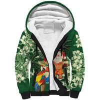 Moss Green Tropical Christmas Hawaii Tapa Sherpa Hoodie Aloha Santa Drink Party LT7 Unisex Green - Polynesian Pride