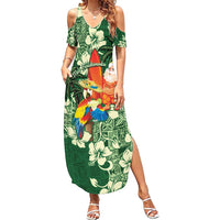 Moss Green Tropical Christmas Hawaii Tapa Summer Maxi Dress Aloha Santa Drink Party LT7 Women Green - Polynesian Pride