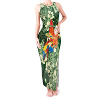 Moss Green Tropical Christmas Hawaii Tapa Tank Maxi Dress Aloha Santa Drink Party LT7 Women Green - Polynesian Pride