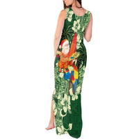 Moss Green Tropical Christmas Hawaii Tapa Tank Maxi Dress Aloha Santa Drink Party LT7 - Polynesian Pride