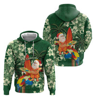 Moss Green Tropical Christmas Hawaii Tapa Zip Hoodie Aloha Santa Drink Party LT7 - Polynesian Pride