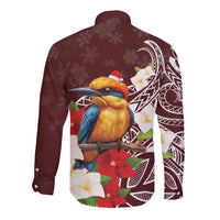 Felis Pasgua Guam Long Sleeve Button Shirt Christmas Sihek Kingfisher with Guasali LT7 - Polynesian Pride