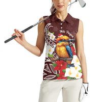 Felis Pasgua Guam Women Sleeveless Polo Shirt Christmas Sihek Kingfisher with Guasali LT7 - Polynesian Pride