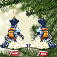Hafa Adai Guam Ceramic Ornament Sihek Guam Kingfisher with Guasali LT7 Christmas Tree Navy Blue - Polynesian Pride