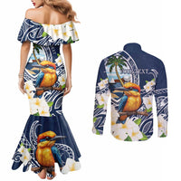 Hafa Adai Guam Couples Matching Mermaid Dress and Long Sleeve Button Shirt Sihek Guam Kingfisher with Guasali LT7 - Polynesian Pride