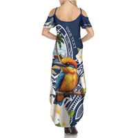 Hafa Adai Guam Family Matching Summer Maxi Dress and Hawaiian Shirt Sihek Guam Kingfisher with Guasali LT7 - Polynesian Pride
