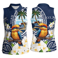 Hafa Adai Guam Women Sleeveless Polo Shirt Sihek Guam Kingfisher with Guasali LT7 - Polynesian Pride