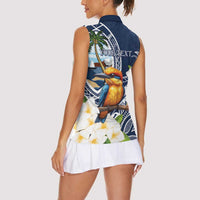 Hafa Adai Guam Women Sleeveless Polo Shirt Sihek Guam Kingfisher with Guasali LT7 - Polynesian Pride