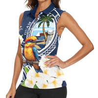 Hafa Adai Guam Women Sleeveless Polo Shirt Sihek Guam Kingfisher with Guasali LT7 - Polynesian Pride