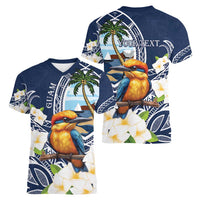 Hafa Adai Guam Women V-Neck T-Shirt Sihek Guam Kingfisher with Guasali LT7 - Polynesian Pride