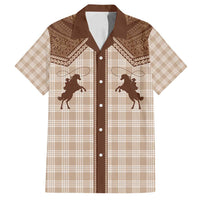 Aloha Hawaii Cowboys Paniolo Family Matching Off Shoulder Maxi Dress and Hawaiian Shirt Beige Palaka LT7 Dad's Shirt - Short Sleeve Beige - Polynesian Pride