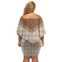 Aloha Hawaii Cowboys Paniolo Family Matching Off Shoulder Short Dress and Hawaiian Shirt Beige Palaka LT7 - Polynesian Pride
