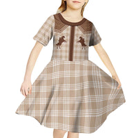 Aloha Hawaii Cowboys Paniolo Kid Short Sleeve Dress Beige Palaka - Polynesian Pride