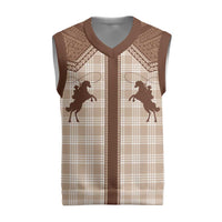 Aloha Hawaii Cowboys Paniolo Christmas Knitted V-Neck Vest Beige Palaka - Polynesian Pride