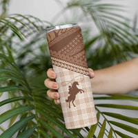 Aloha Hawaii Cowboys Paniolo Skinny Tumbler Beige Palaka LT7 - Polynesian Pride