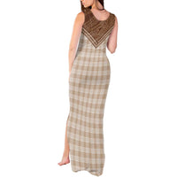 Aloha Hawaii Cowboys Paniolo Tank Maxi Dress Beige Palaka - Polynesian Pride