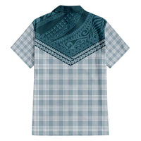 Aloha Hawaii Cowboys Paniolo Family Matching Off The Shoulder Long Sleeve Dress and Hawaiian Shirt Teal Palaka LT7 - Polynesian Pride