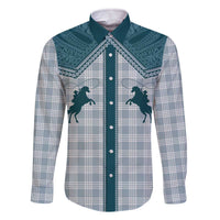 Aloha Hawaii Cowboys Paniolo Family Matching Off The Shoulder Long Sleeve Dress and Hawaiian Shirt Teal Palaka LT7 Dad's Shirt - Long Sleeve Teal - Polynesian Pride
