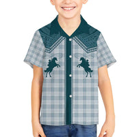 Aloha Hawaii Cowboys Paniolo Family Matching Puletasi and Hawaiian Shirt Teal Palaka LT7 Son's Shirt Teal - Polynesian Pride