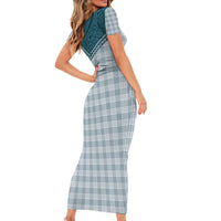 Aloha Hawaii Cowboys Paniolo Family Matching Short Sleeve Bodycon Dress and Hawaiian Shirt Teal Palaka LT7 - Polynesian Pride