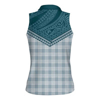 Aloha Hawaii Cowboys Paniolo Women Sleeveless Polo Shirt Teal Palaka LT7 - Polynesian Pride