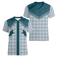 Aloha Hawaii Cowboys Paniolo Women V-Neck T-Shirt Teal Palaka LT7 - Polynesian Pride