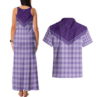 Aloha Hawaii Cowboys Paniolo Couples Matching Tank Maxi Dress and Hawaiian Shirt Violet Palaka LT7 - Polynesian Pride