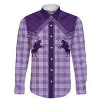 Aloha Hawaii Cowboys Paniolo Family Matching Long Sleeve Bodycon Dress and Hawaiian Shirt Violet Palaka LT7 Dad's Shirt - Long Sleeve Purple - Polynesian Pride