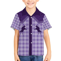 Aloha Hawaii Cowboys Paniolo Family Matching Off Shoulder Maxi Dress and Hawaiian Shirt Violet Palaka LT7 Son's Shirt Purple - Polynesian Pride