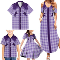 Aloha Hawaii Cowboys Paniolo Family Matching Summer Maxi Dress and Hawaiian Shirt Violet Palaka LT7 - Polynesian Pride