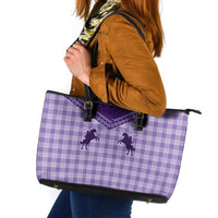Aloha Hawaii Cowboys Paniolo Leather Tote Bag Violet Palaka - Polynesian Pride