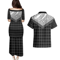 Aloha Hawaii Cowboys Paniolo Couples Matching Puletasi and Hawaiian Shirt Black Palaka LT7 - Polynesian Pride