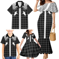 Aloha Hawaii Cowboys Paniolo Family Matching Mermaid Dress and Hawaiian Shirt Black Palaka LT7 - Polynesian Pride