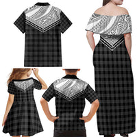 Aloha Hawaii Cowboys Paniolo Family Matching Off Shoulder Maxi Dress and Hawaiian Shirt Black Palaka LT7 - Polynesian Pride