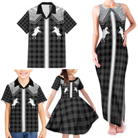 Aloha Hawaii Cowboys Paniolo Family Matching Tank Maxi Dress and Hawaiian Shirt Black Palaka LT7 - Polynesian Pride