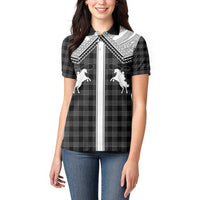 Aloha Hawaii Cowboys Paniolo Women Polo Shirt Black Palaka - Polynesian Pride