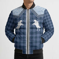 Aloha Hawaii Cowboys Paniolo Bomber Puffer Jacket Navy Blue Palaka - Polynesian Pride